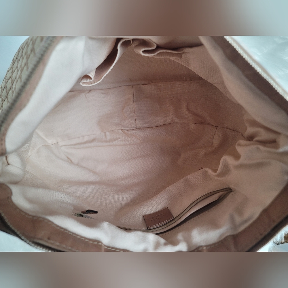 Gucci Beige/Pink Diamante Canvas And Leather Medium Sukey Hobo - Picture 11 of 17